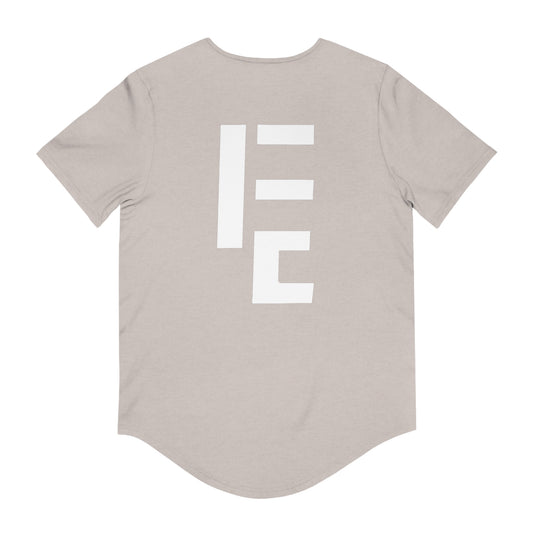 Globe Curved Hem T-Shirt (Grey)