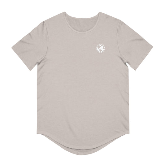 Globe Curved Hem T-Shirt (Grey)