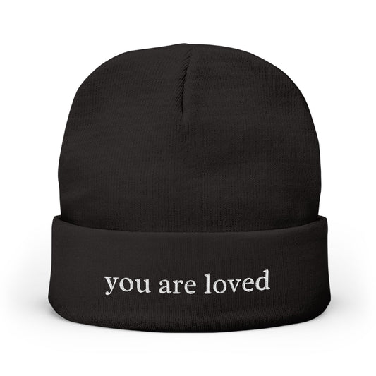 You Are Loved Knit Beanie (Black)