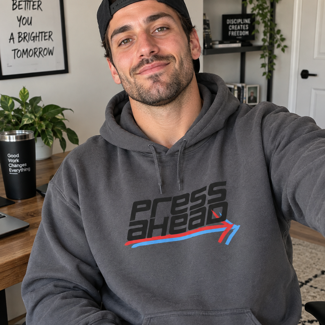 PRESS AHEAD Arrow Hoodie (Charcoal)