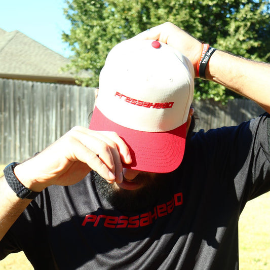 PRESS AHEAD Core Logo Hat (Natural/Red)