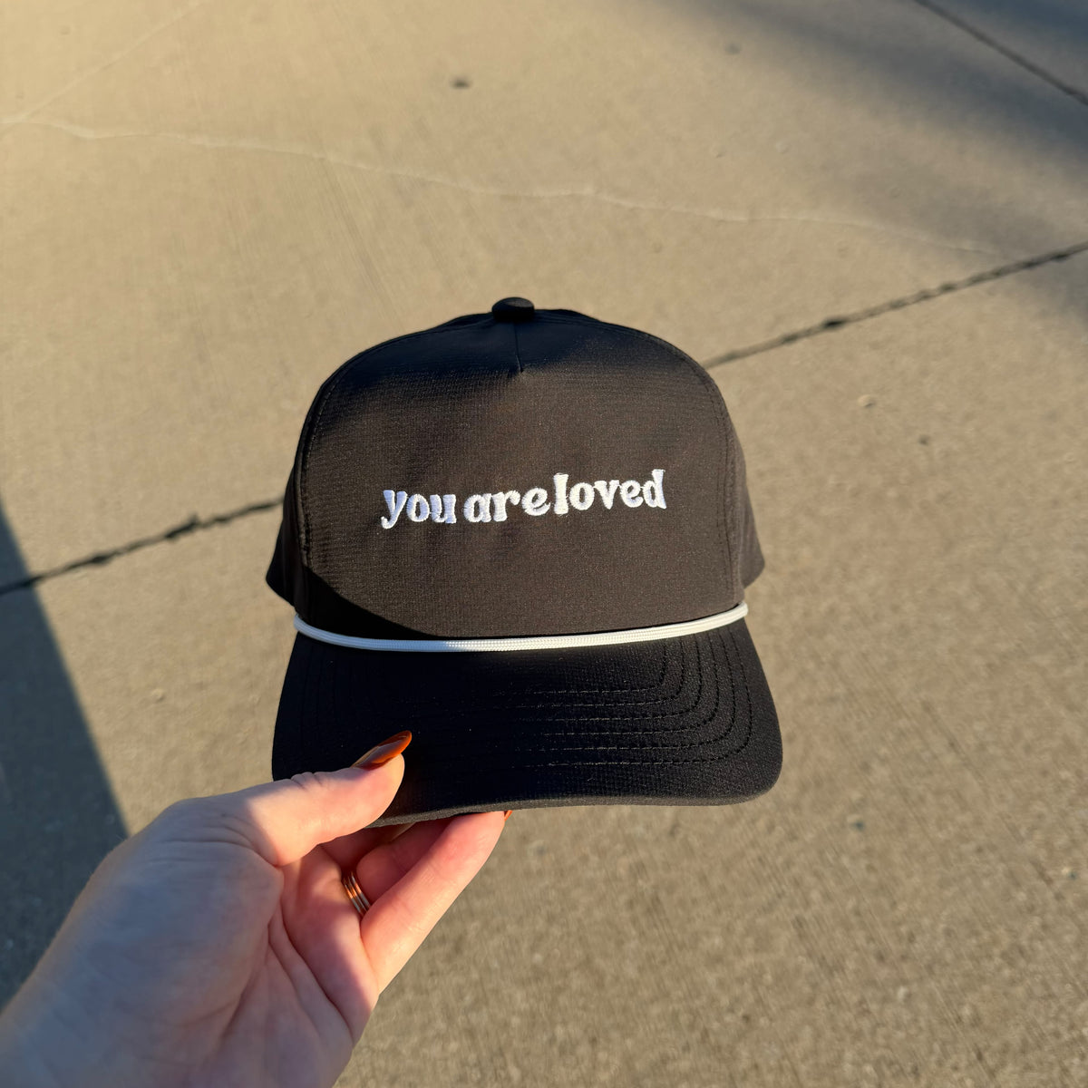 YouAreLoved Rope Cap — Embroidered Positive Message Hat